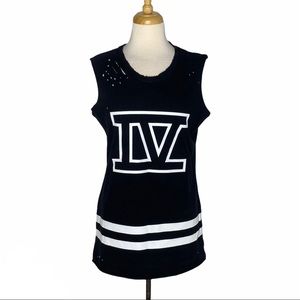 Emma & Sam Graphic Print Distressed Sleeveless Tee